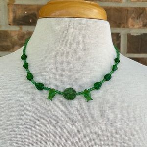 Green Glass Bead Necklace